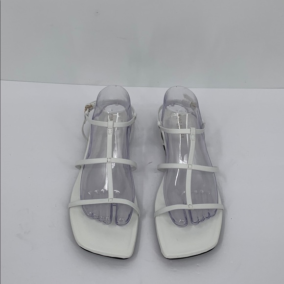 Marc Fisher Marris strappy flat sandal shoe white vegan buckle square toe new 10 - Picture 3 of 6